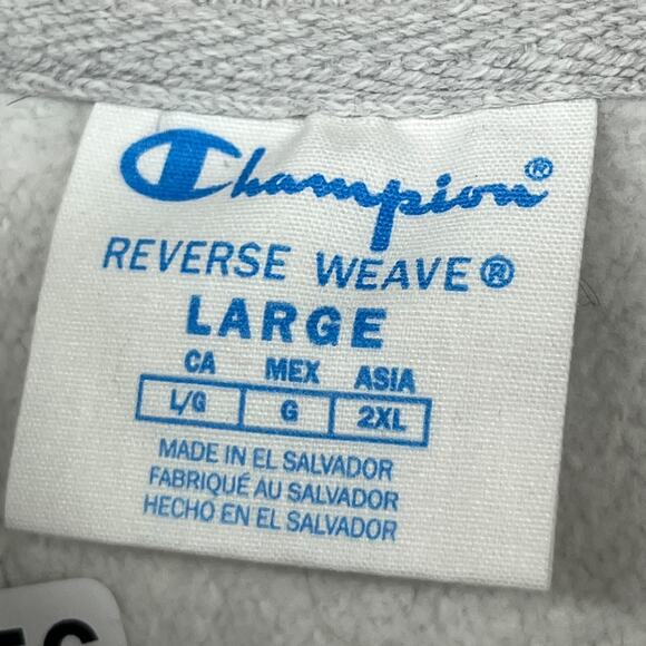 CHAMPION Reverse Weave Sweatshirt L INDEED Embossed Gray - Picture 11 of 15